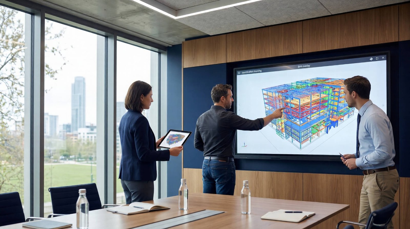 BIM coordination meeting with 3D model